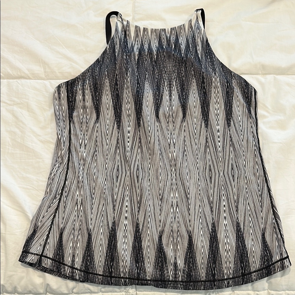 Prana Black and White Patterned Tank Top